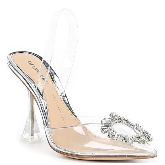 GIANNI BINI Vivyee Clear Rhinestone Sling Back Pointy Toe Heels - Picture 9 of 9